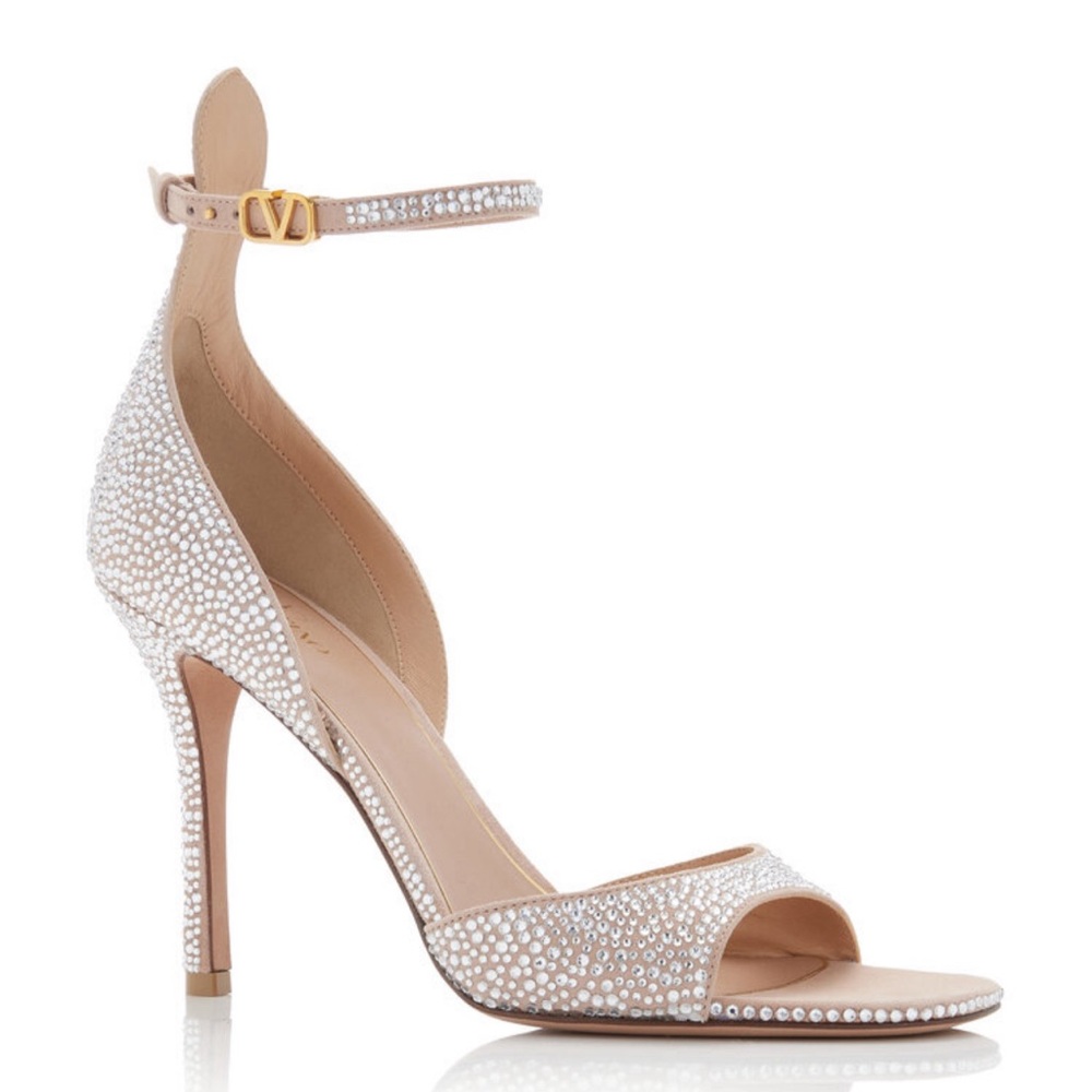 Valentino Garavani Tan-Go Sandals with Crystals 100mm - IT 36 / US 6